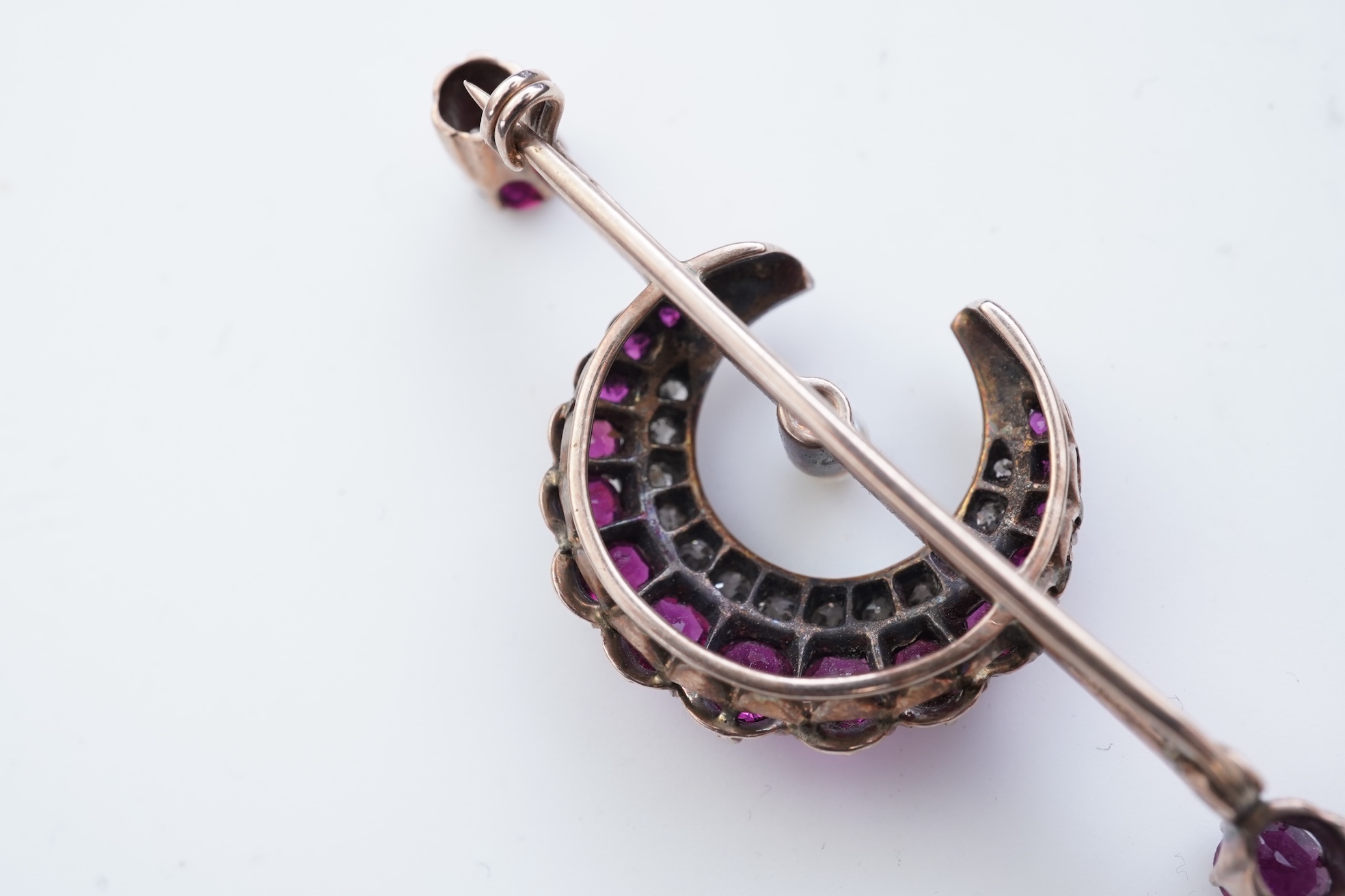 A Victorian ruby and diamond bar brooch, late 19th century